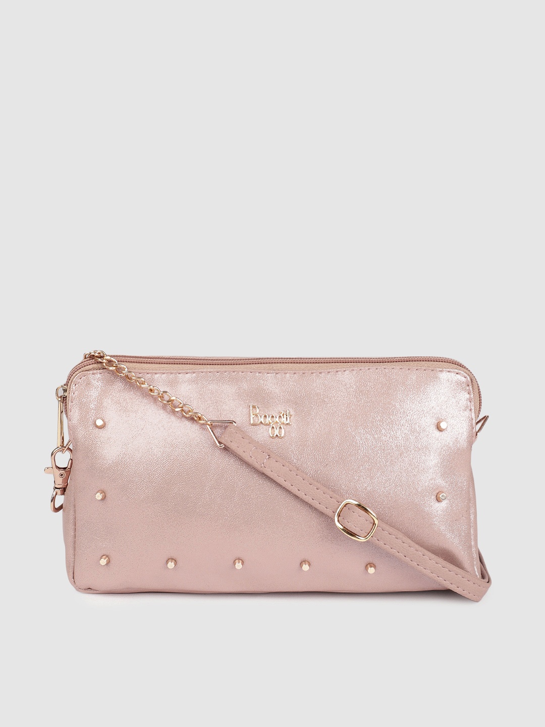 

Baggit Rose Gold Embellished Sling Bag