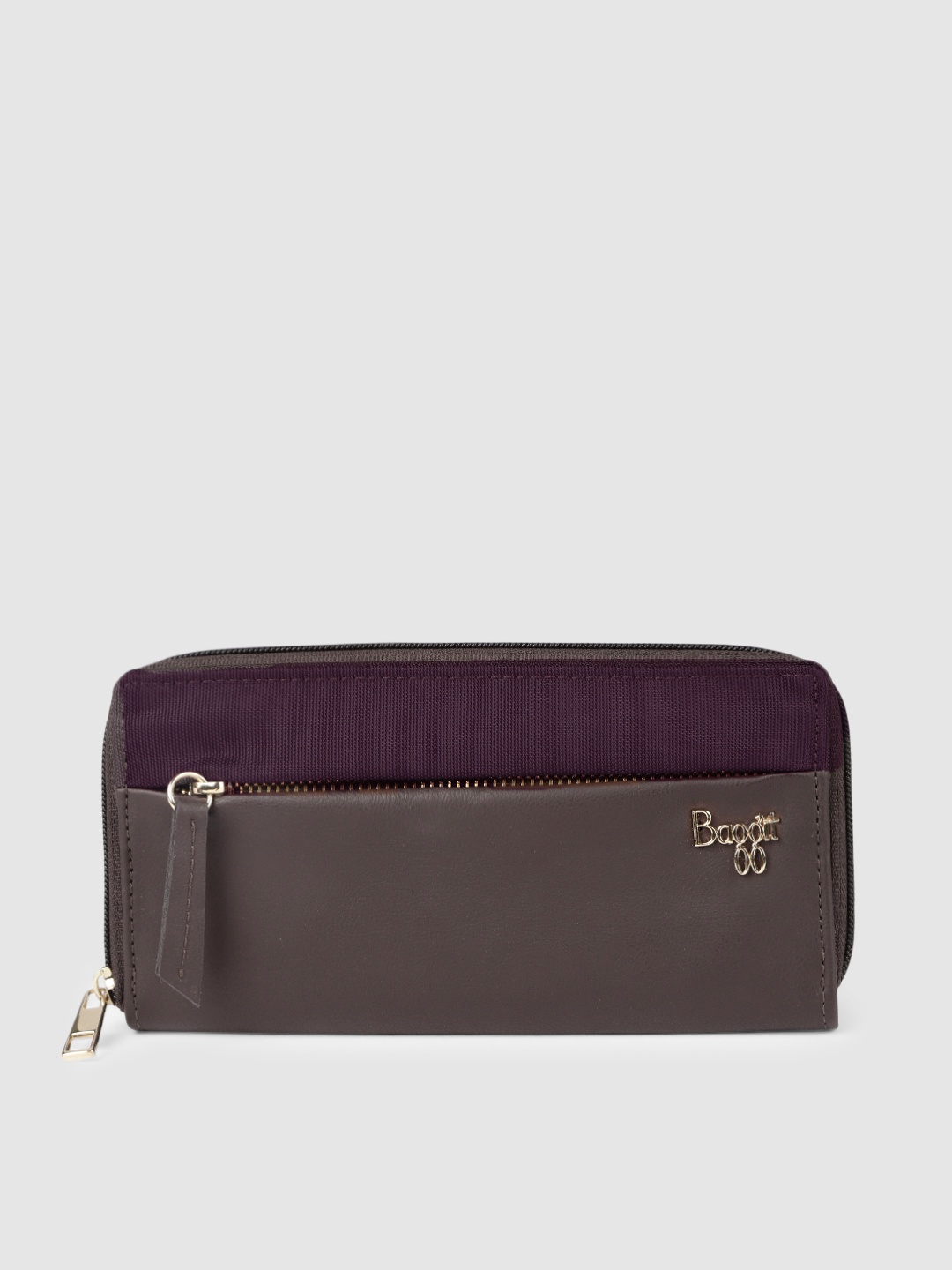 

Baggit Women Brown & Purple Colourblocked Zip Around Wallet
