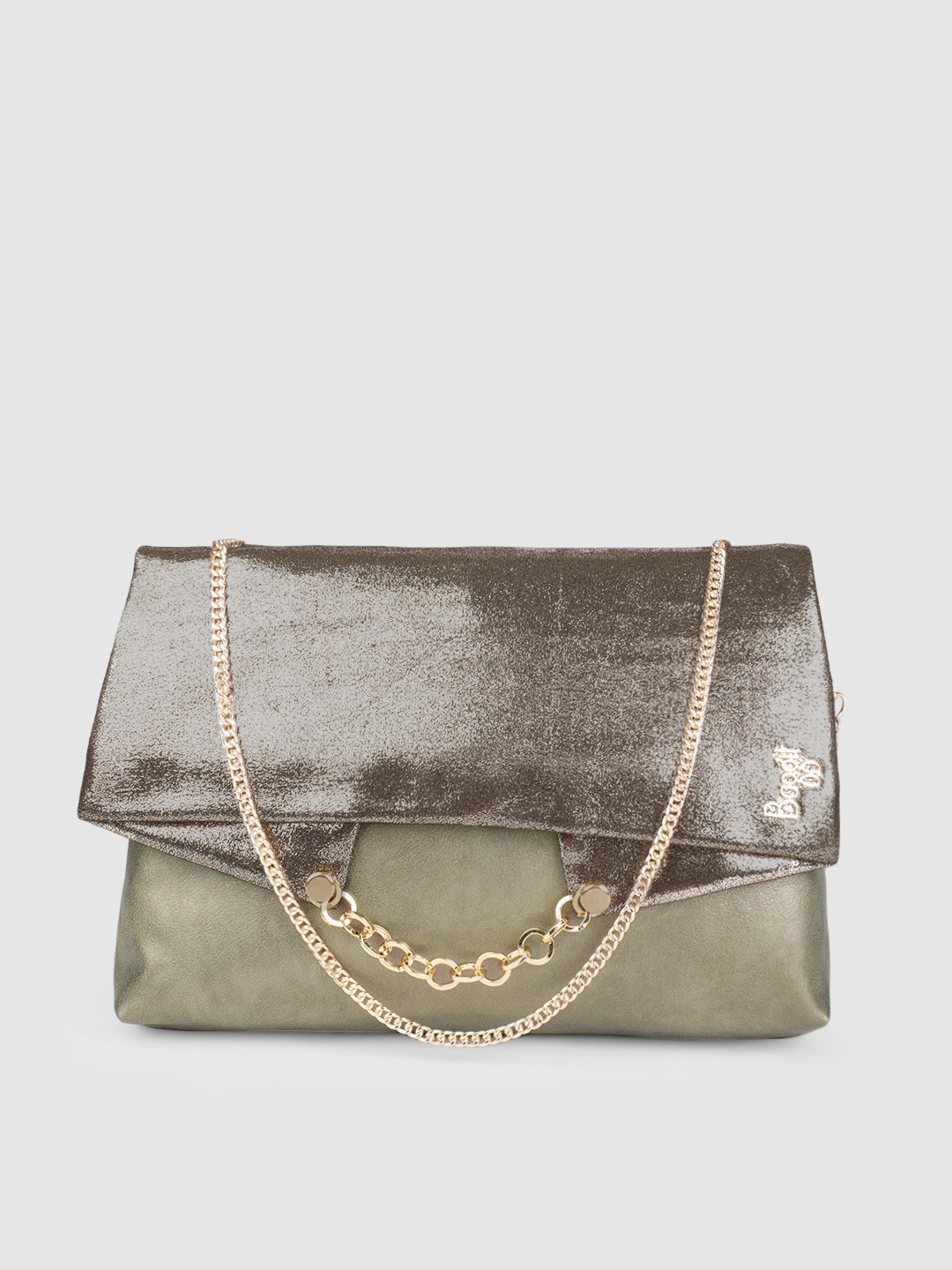 

Baggit Gold-Toned & Grey Embellished Sling Bag