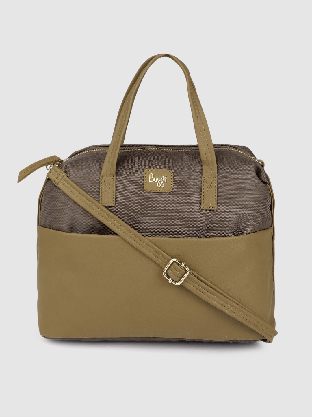 

Baggit Olive Brown Solid MARGRET Handheld Bag