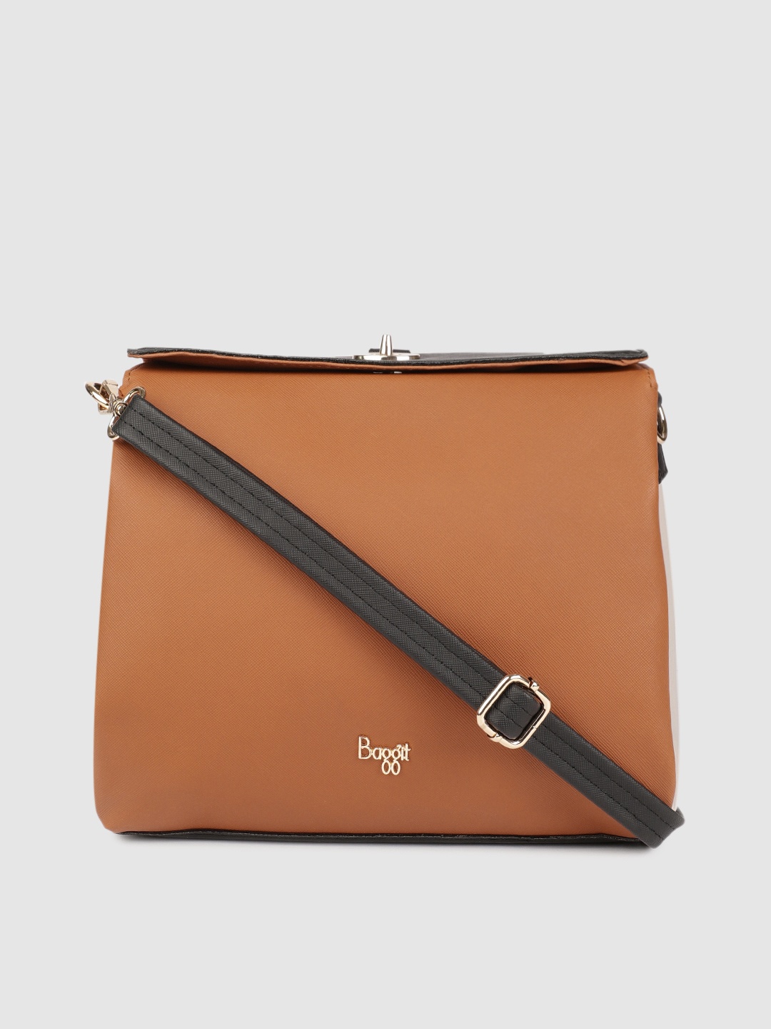 

Baggit Tan Brown & Black Solid Sling Bag Cum Backpack
