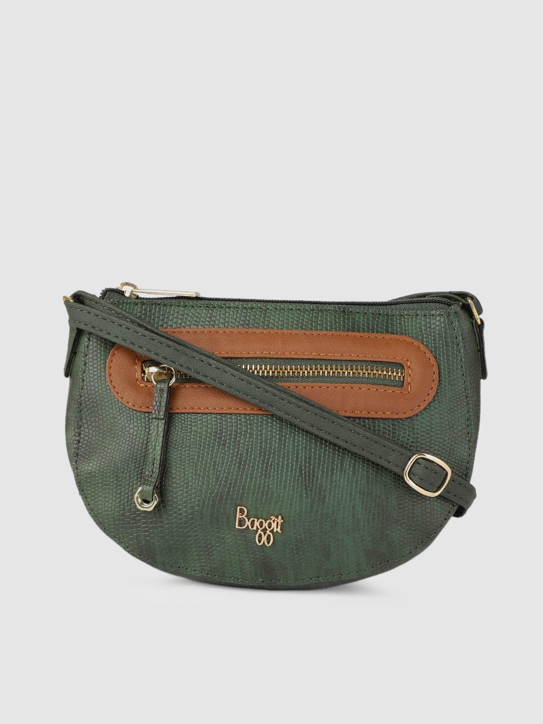 

Baggit Olive Green Textured Sling Bag