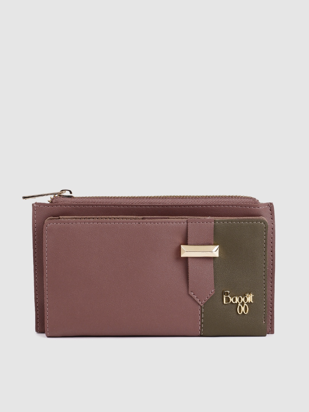 

Baggit Women Pink & Brown Colourblocked Two Fold Wallet