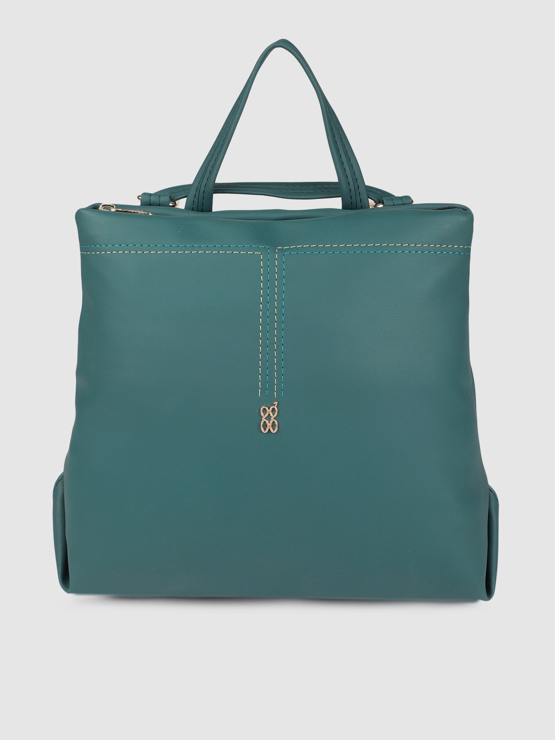 

Baggit Teal Blue Solid NOSH Handheld Bag Cum Backpack