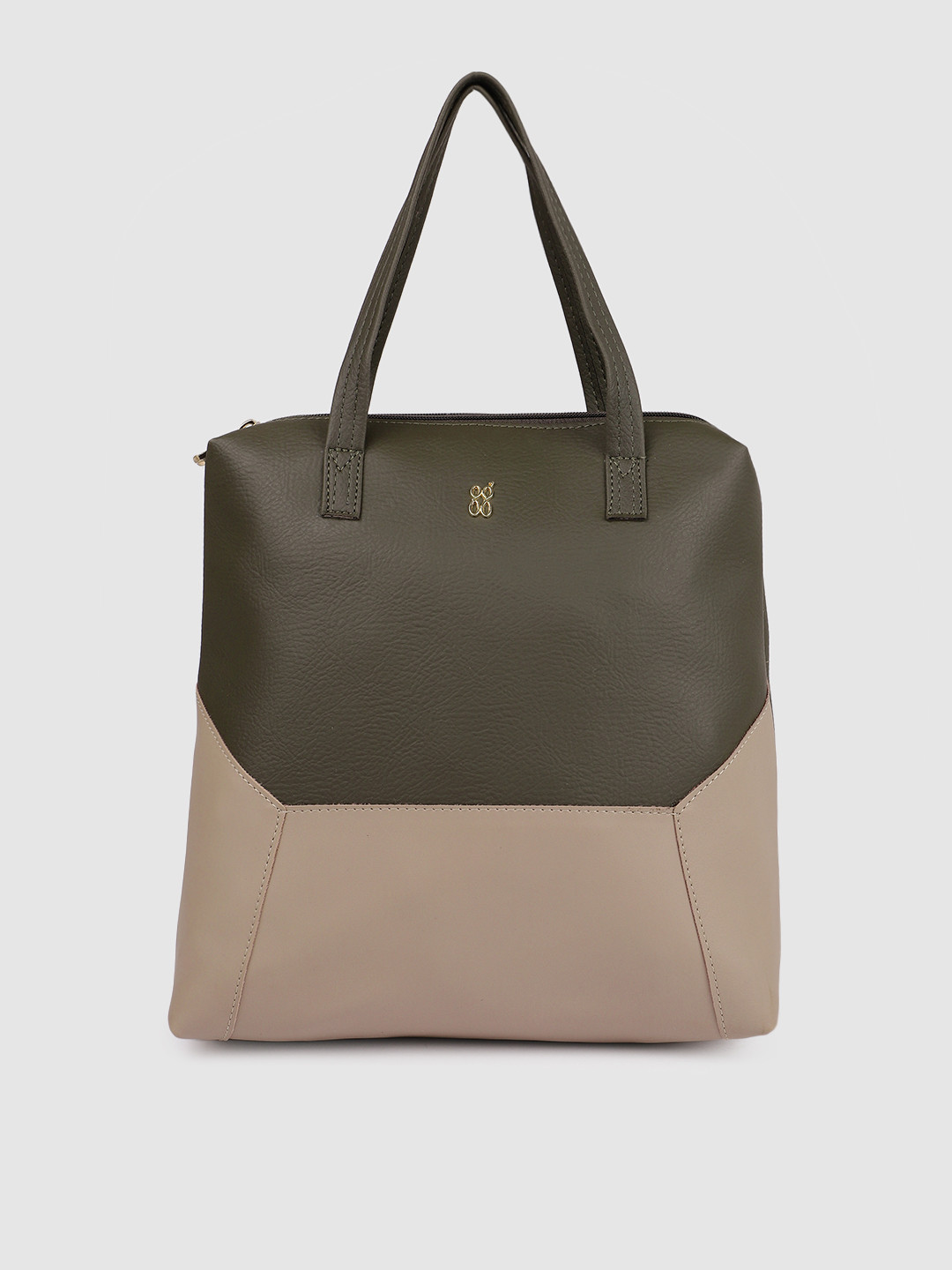 

Baggit Women Olive Green & Beige Colourblocked Backpack