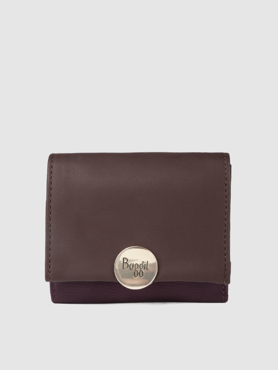 

Baggit Women Purple & Brown Colourblocked Three Fold Wallet