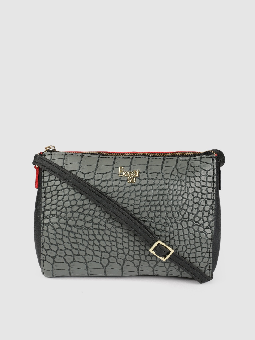 

Baggit Grey & Black Textured Sling Bag
