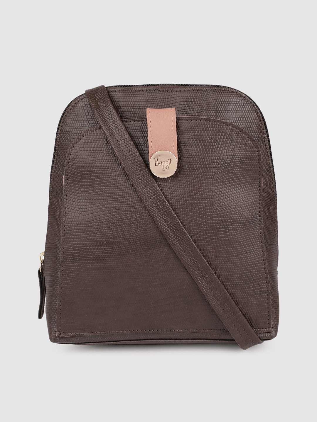 

Baggit Brown Textured Sling Bag Cum Backpack