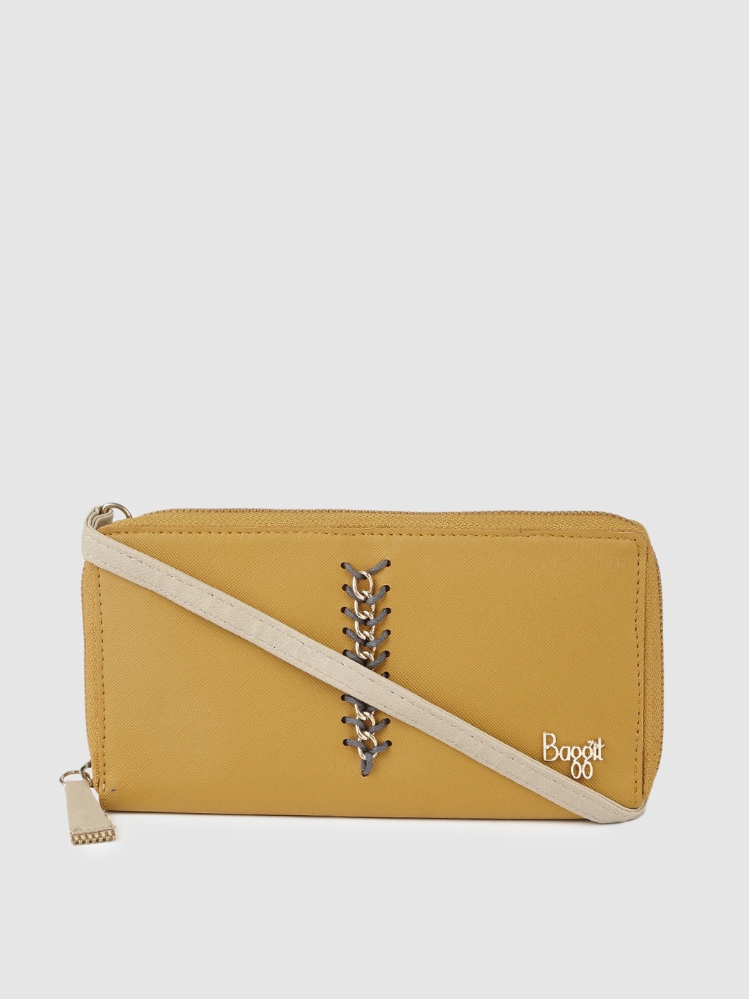

Baggit Women Mustard-Yellow Solid Zip Around Wallet