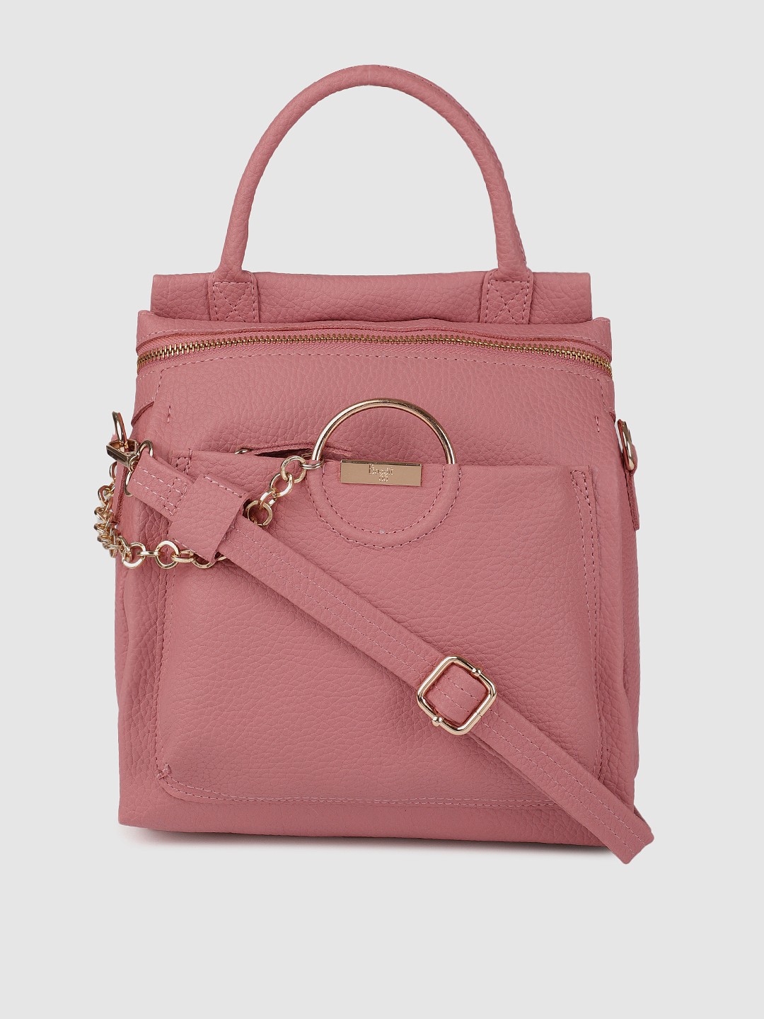 

Baggit Pink Solid Handheld Bag Cum Backpack