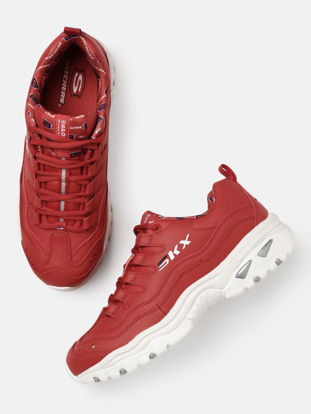 

Skechers Men Red ENERGY RETRO VISION Leather Sneakers