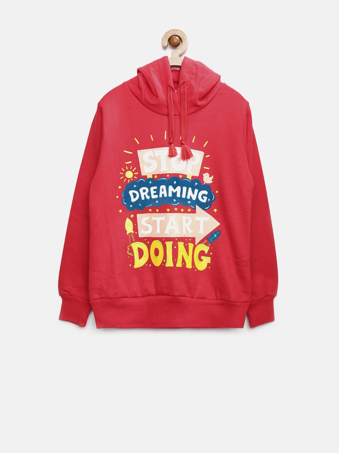 

Sera Girls Red Printed Hooded Sweatshirt