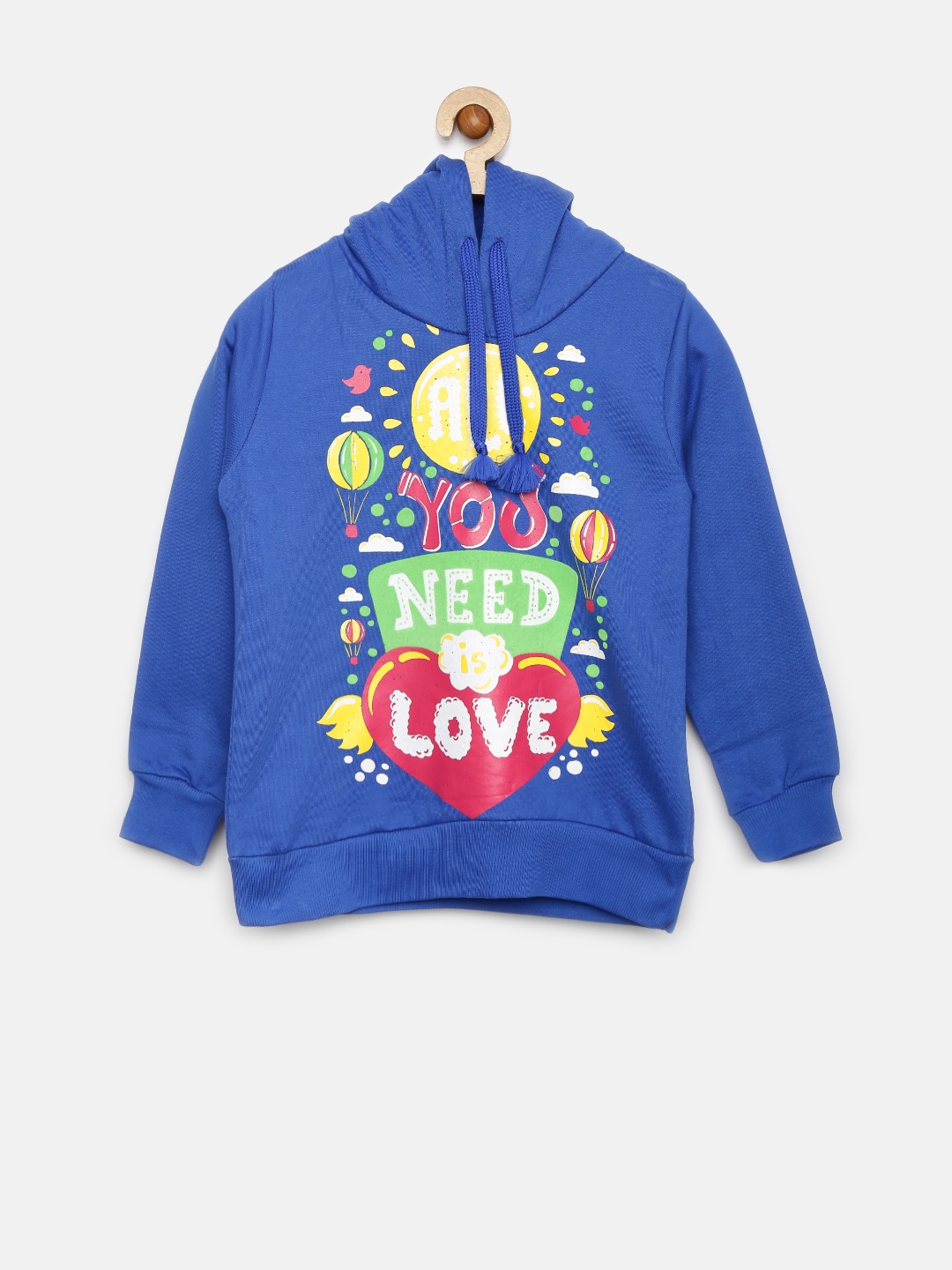 

Sera Girls Blue Hooded Printed Sweatshirt