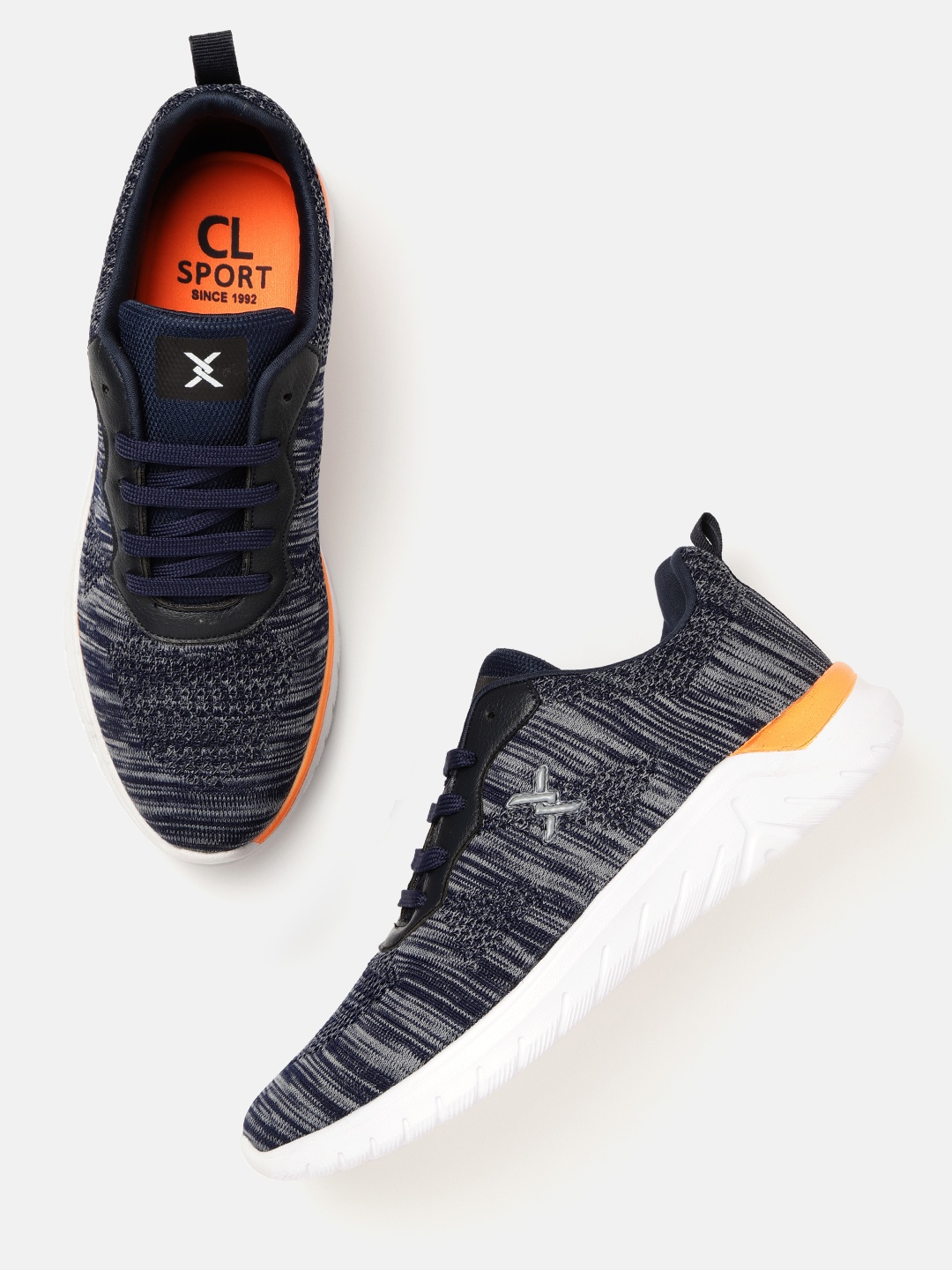 

Carlton London sports Men Navy Blue & Grey Woven Design Sneakers