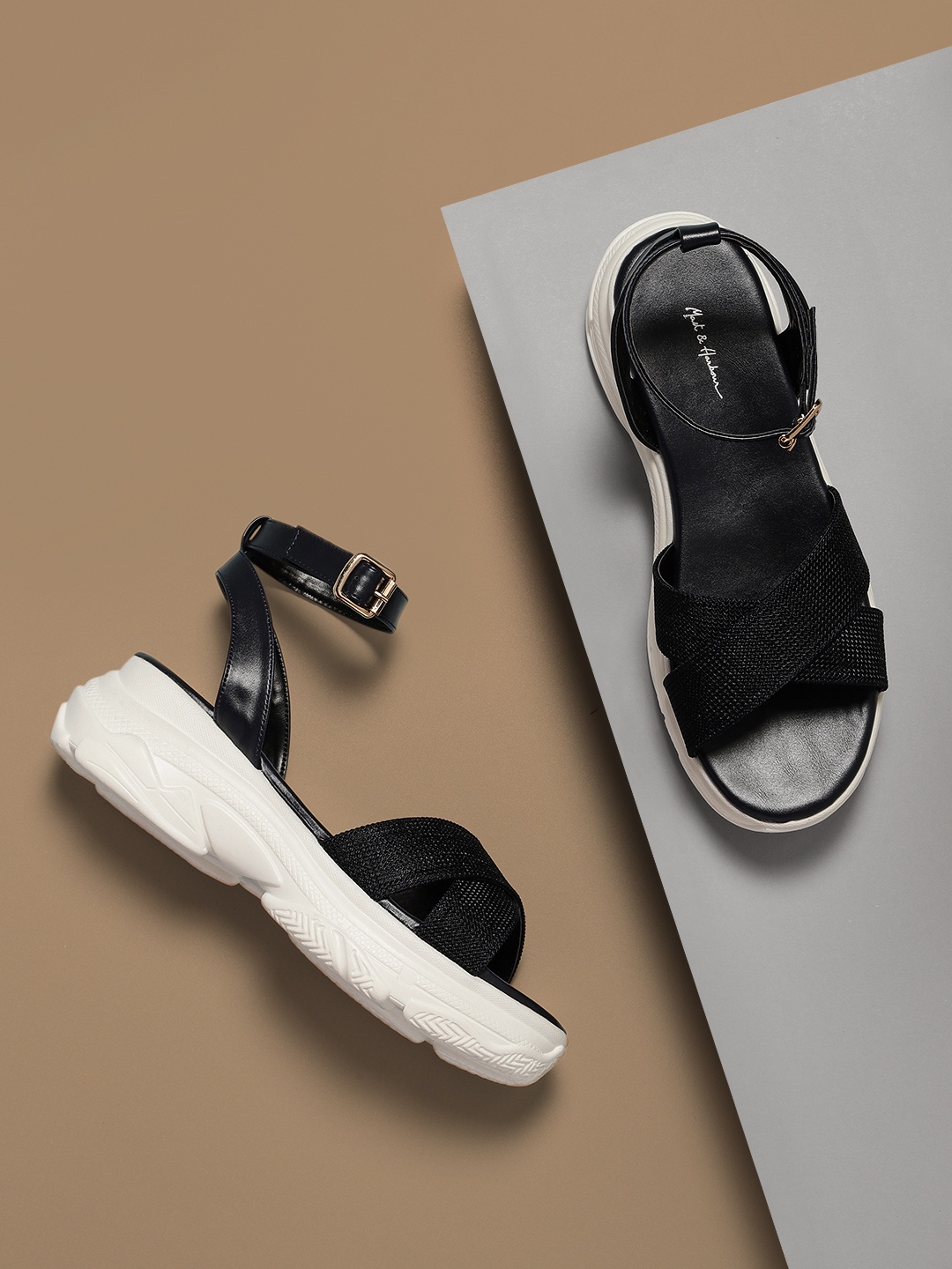 

Mast & Harbour Women Navy Blue Woven Design Flatform Heels