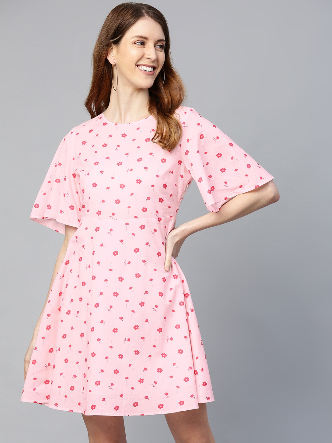 

Mast & Harbour Women Pink Printed A-Line Dress