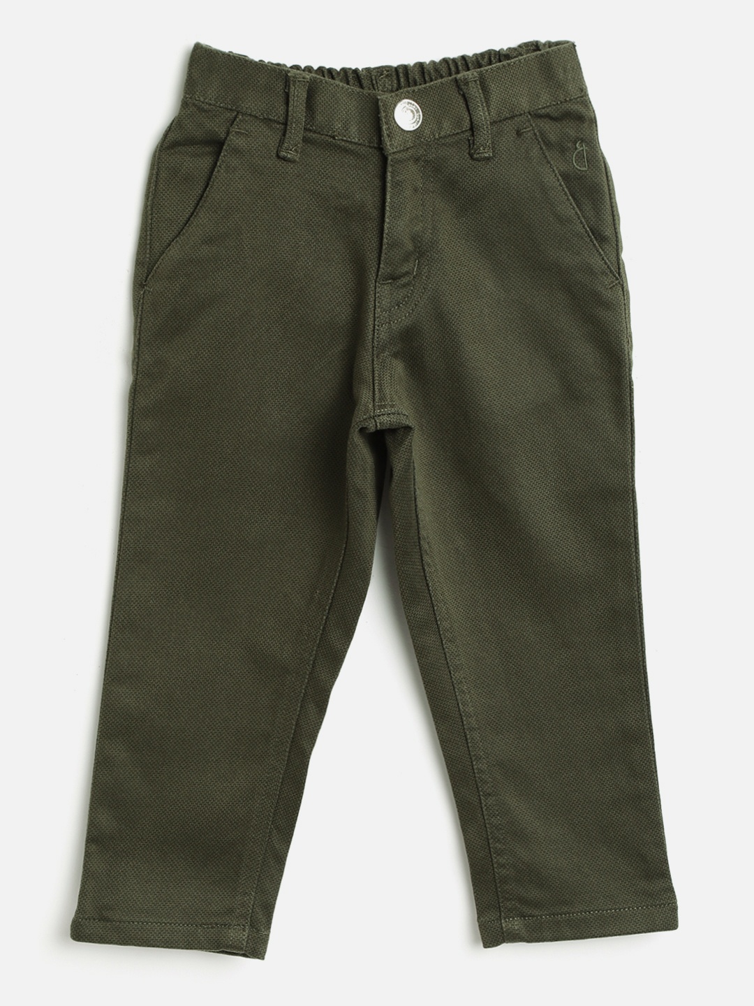 

Gini and Jony Boys Olive Green Regular Fit Printed Trousers