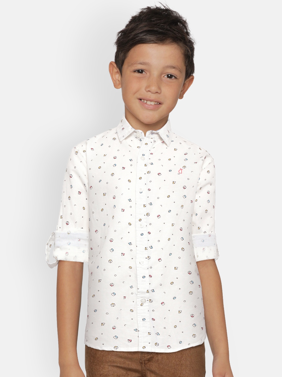 

Gini and Jony Boys White Regular Fit Printed Casual Shirt