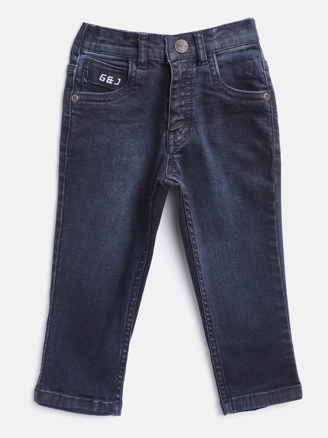 

Gini and Jony Boys Navy Blue Regular Fit Mid-Rise Clean Look Stretchable Jeans