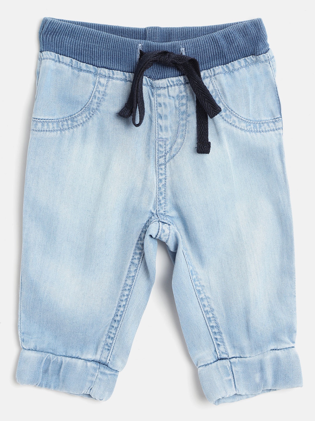 

Gini and Jony Girls Blue Chambray Regular Fit Faded Joggers