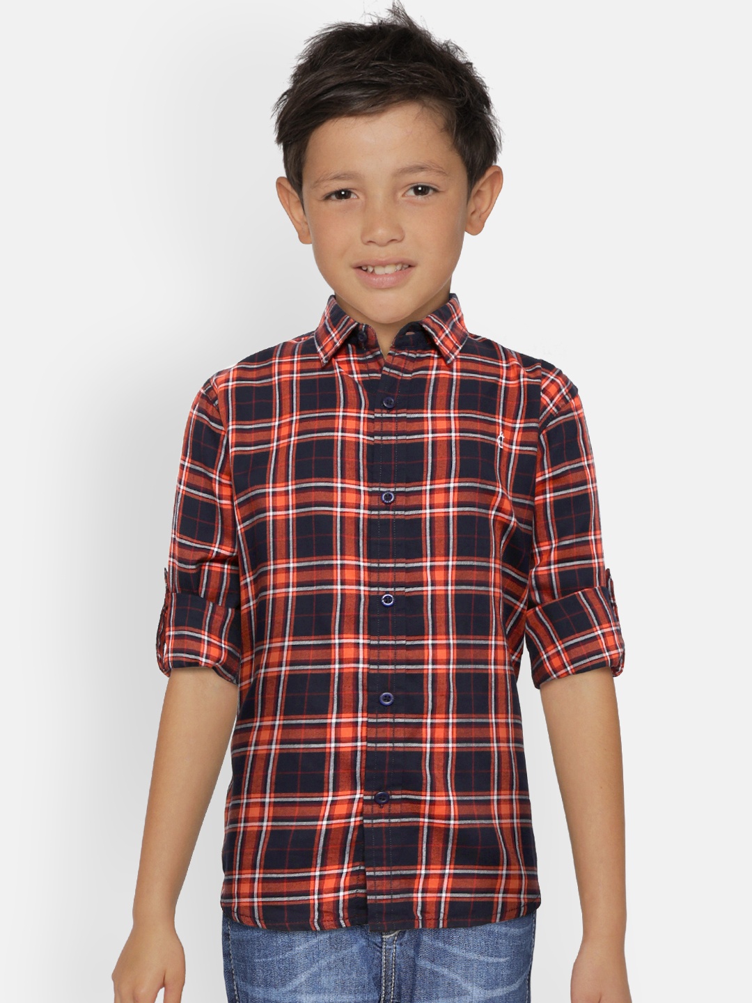 

Gini and Jony Boys Black & Orange Regular Fit Checked Casual Shirt