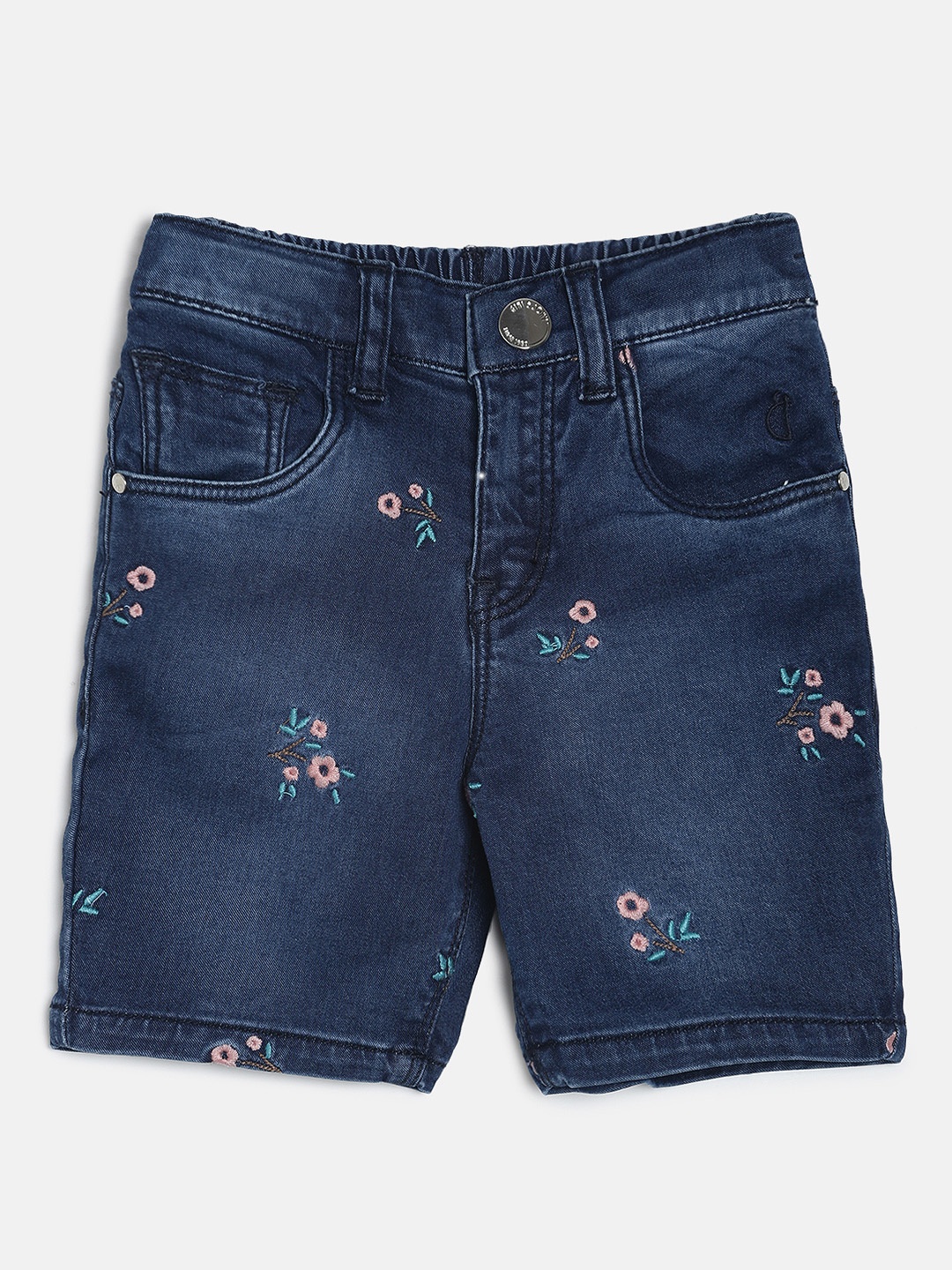 

Gini and Jony Girls Blue Self Design Regular Fit Denim Shorts