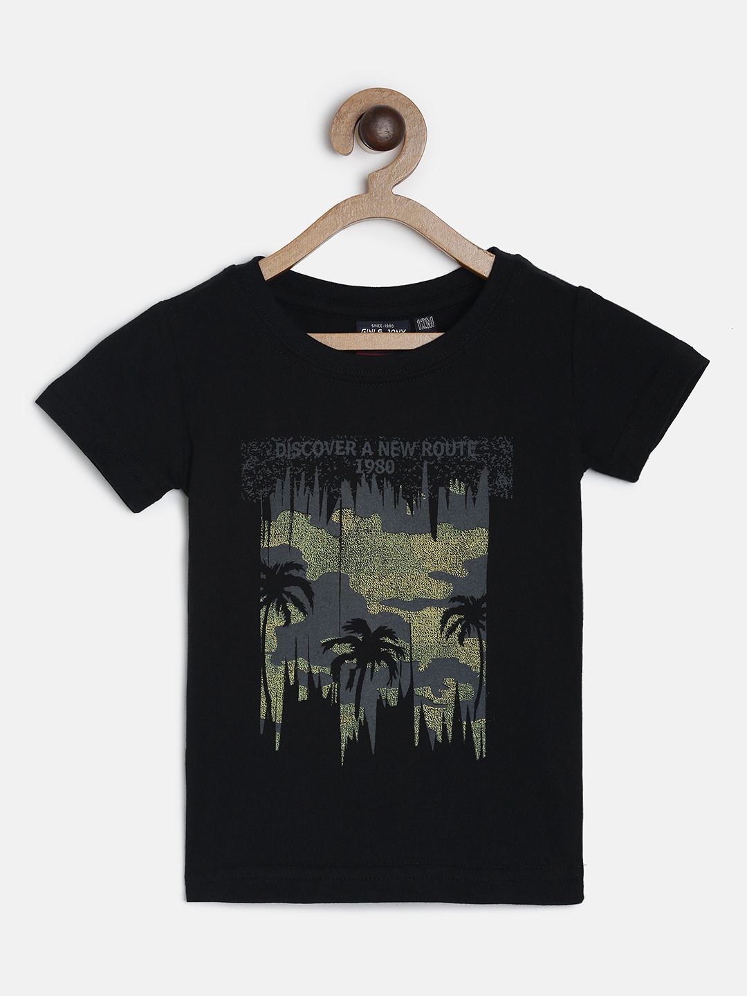 

Gini and Jony Boys Black Printed Round Neck T-shirt