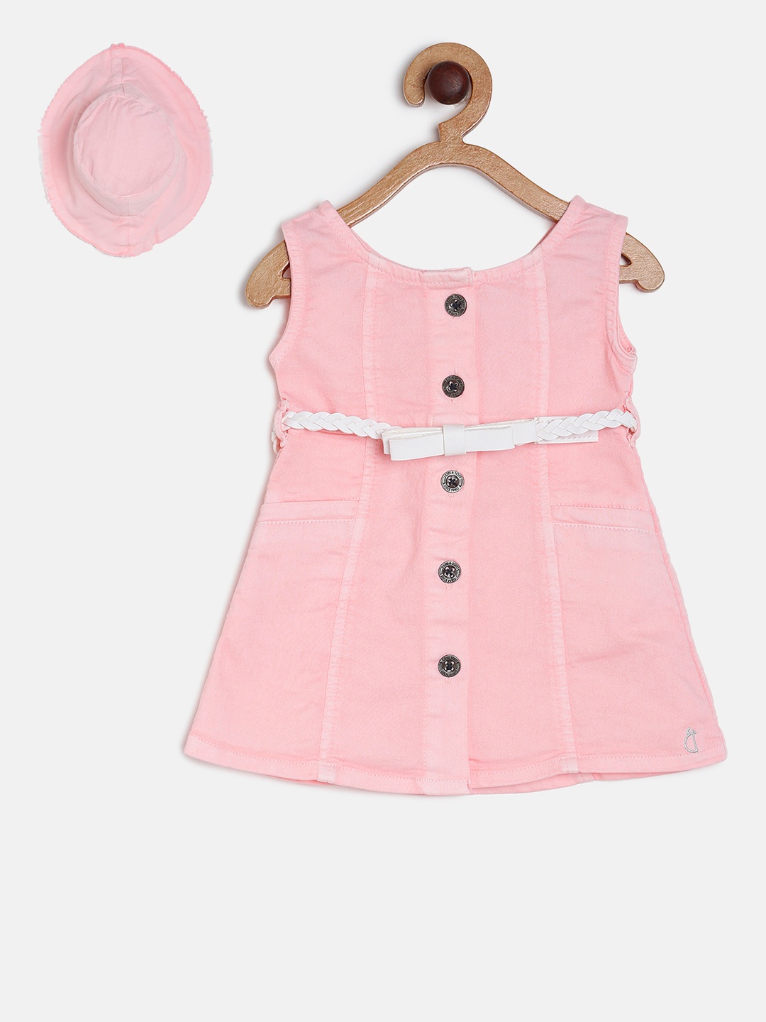 

Gini and Jony Girls Pink Denim A-Line Dress