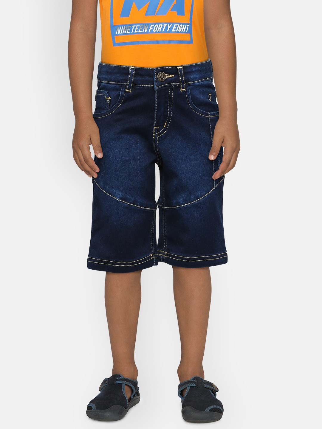 

Gini and Jony Boys Blue Solid Regular Fit Denim Shorts