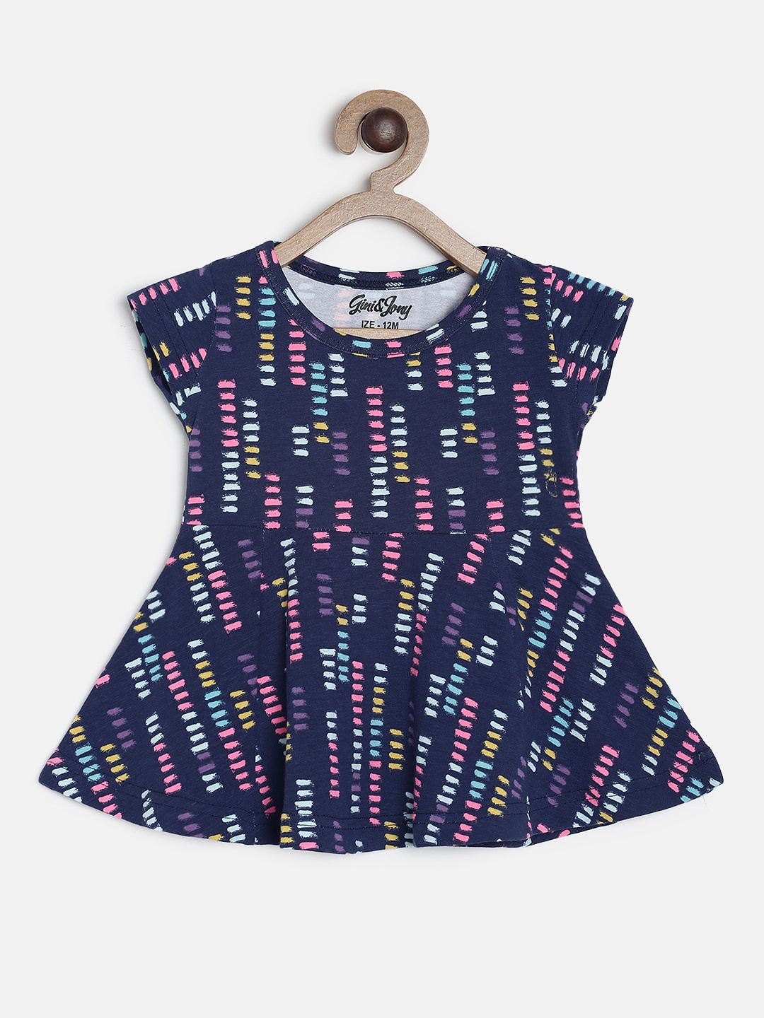 

Gini and Jony Girls Navy Blue Printed Fit and Flare Dress