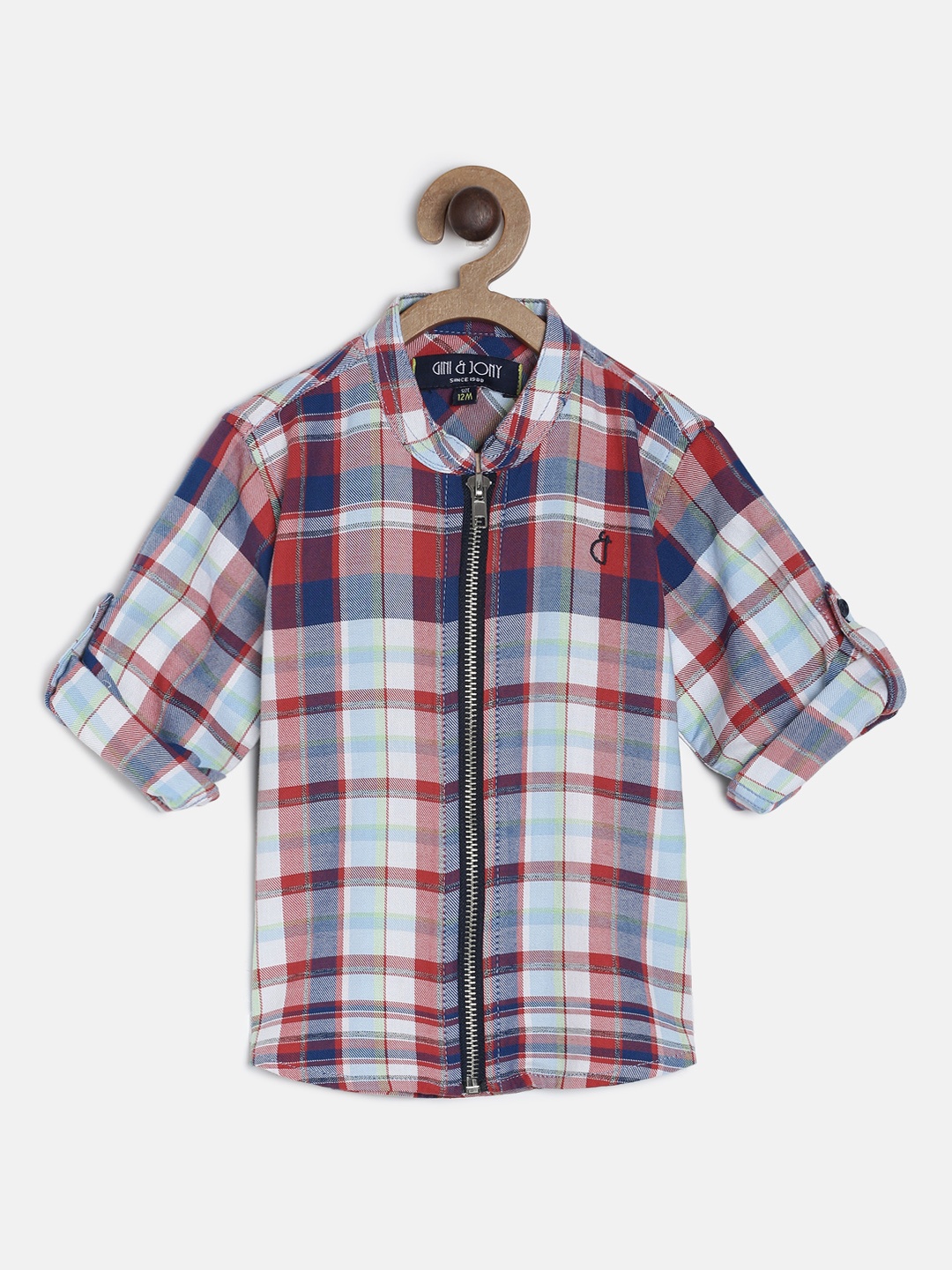 

Gini and Jony Boys White & Blue Regular Fit Checked Casual Shirt