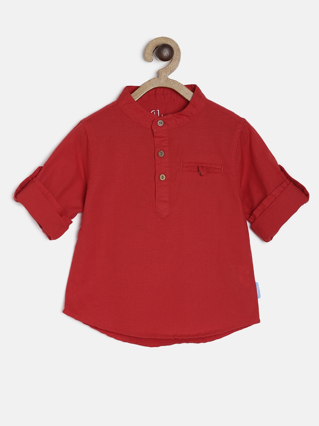 

Gini and Jony Boys Red Regular Fit Solid Casual Linen Shirt