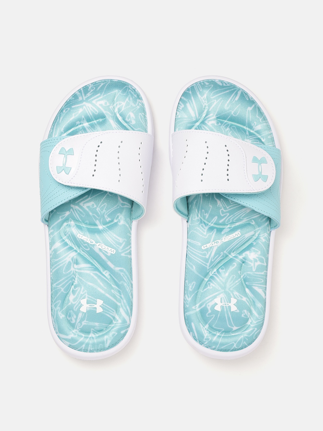 

UNDER ARMOUR Women Sea Green & White Printed IgniteIX Trace Multi Sliders
