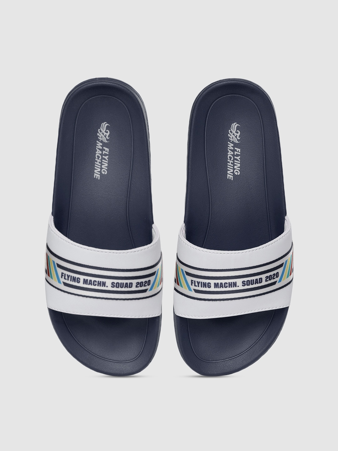 

Flying Machine Men Navy Blue Printed Sliders