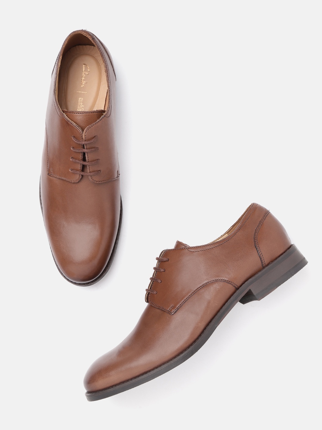 

Clarks Men Brown Solid Leather Formal Derbys