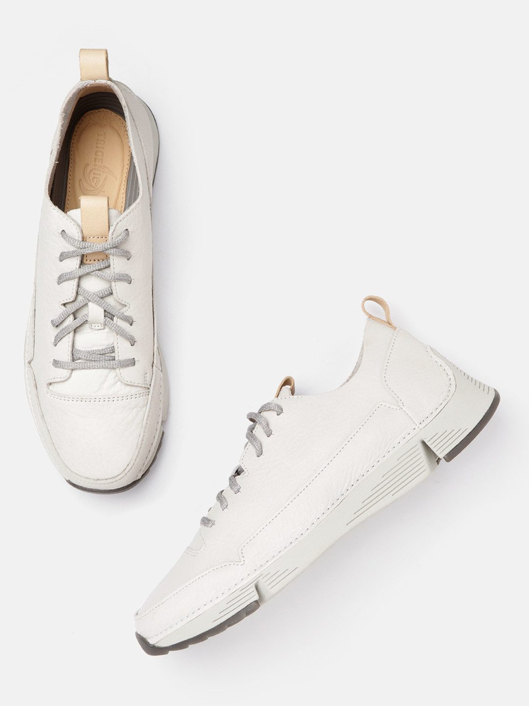 

Clarks Men White Solid Leather Sneakers