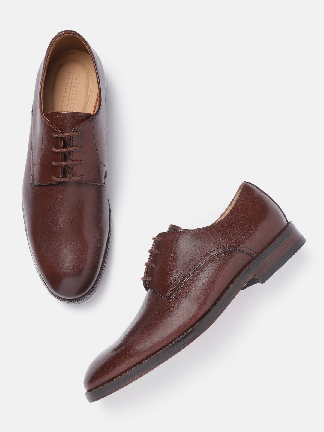 

Clarks Men Coffee Brown Solid Leather Formal Derbys
