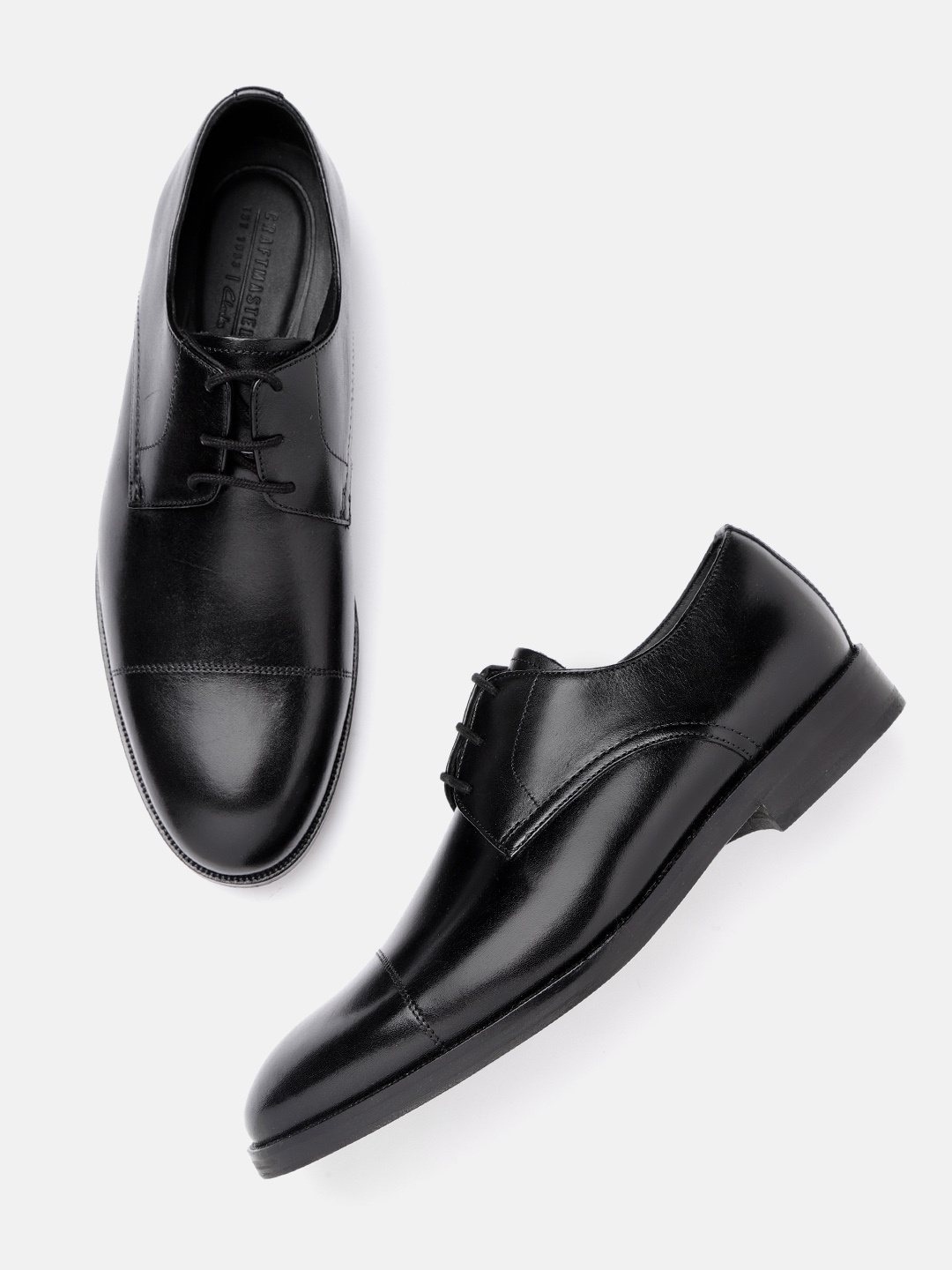 

Clarks Men Black Solid Leather Formal Derbys