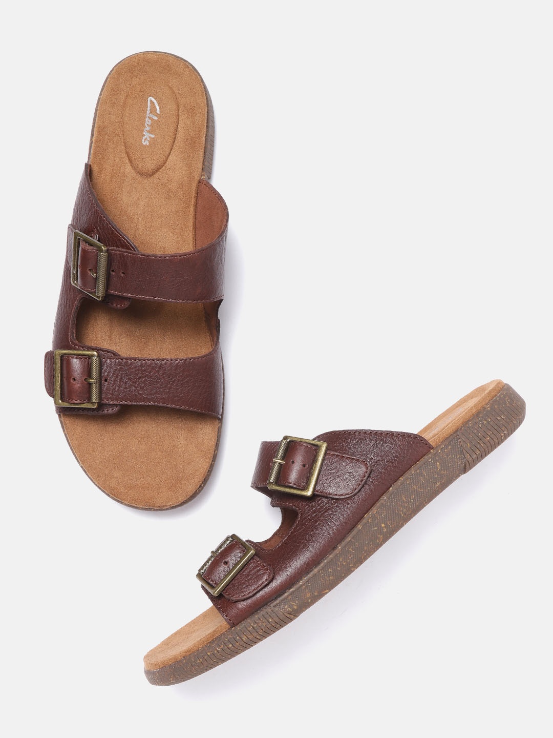 

Clarks Men Coffee Brown Solid Leather Comfort Sandals