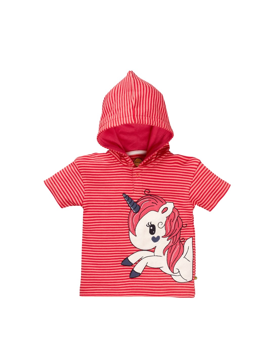 

Pranava Girls Red Striped Sustainable Pure Cotton Top