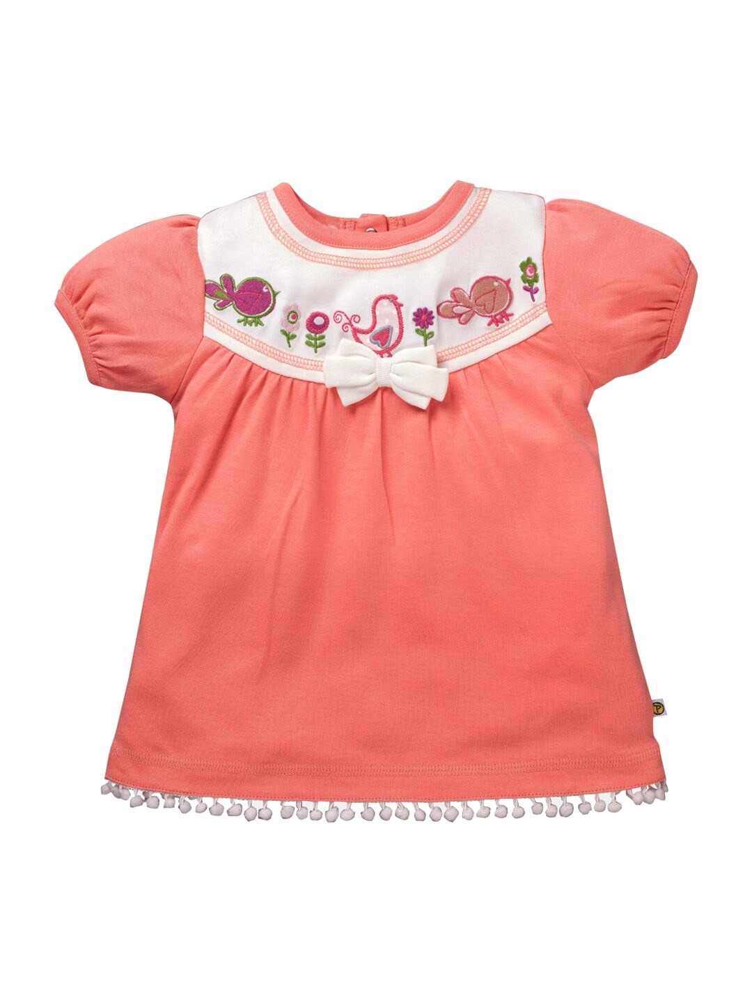 

Pranava Girls Peach-Coloured Printed Sustainable Pure Cotton Top