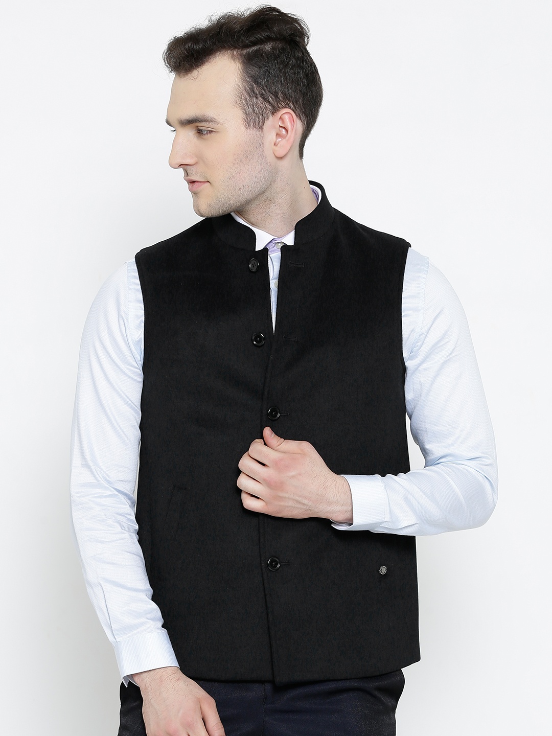 

Blackberrys Black Woollen Nehru Jacket