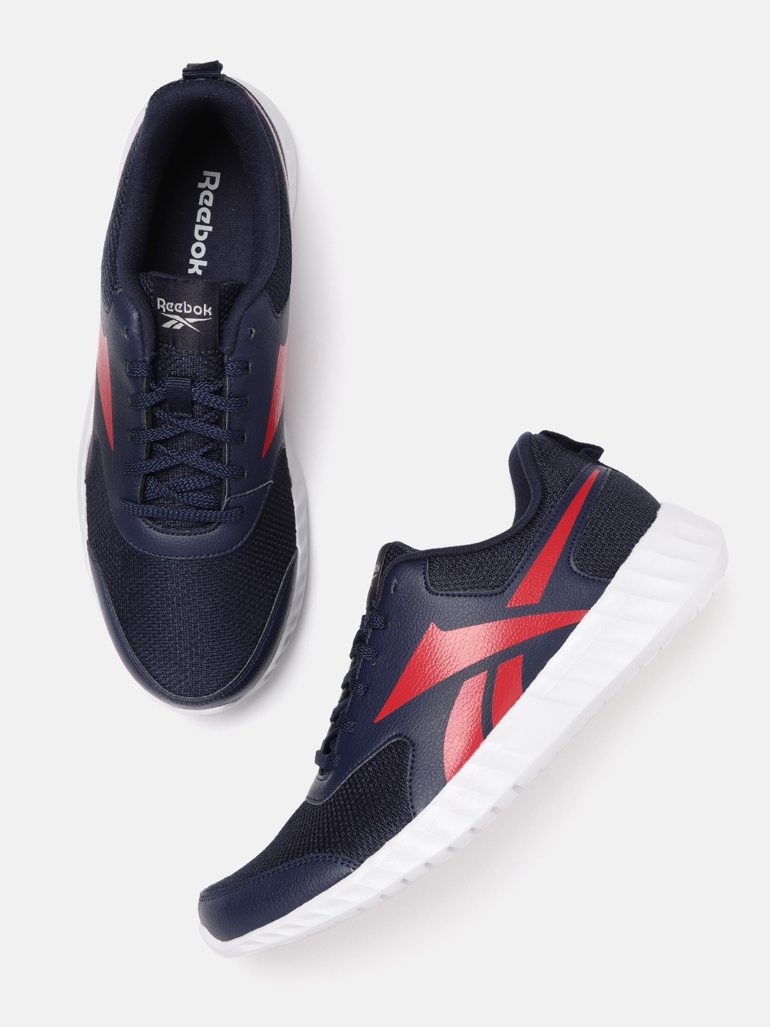 

Reebok Men Navy Blue & Red Printed Speed LP Running Shoes