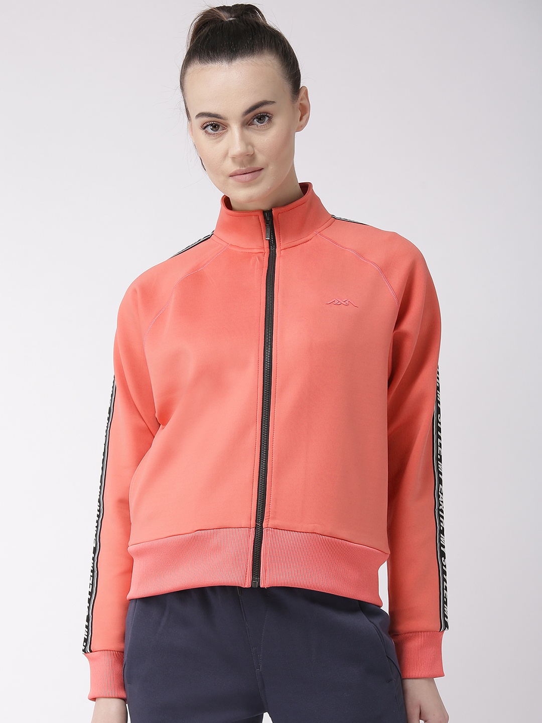 

Alcis Women Coral Pink Printed Back Lightweight Sporty Jacket