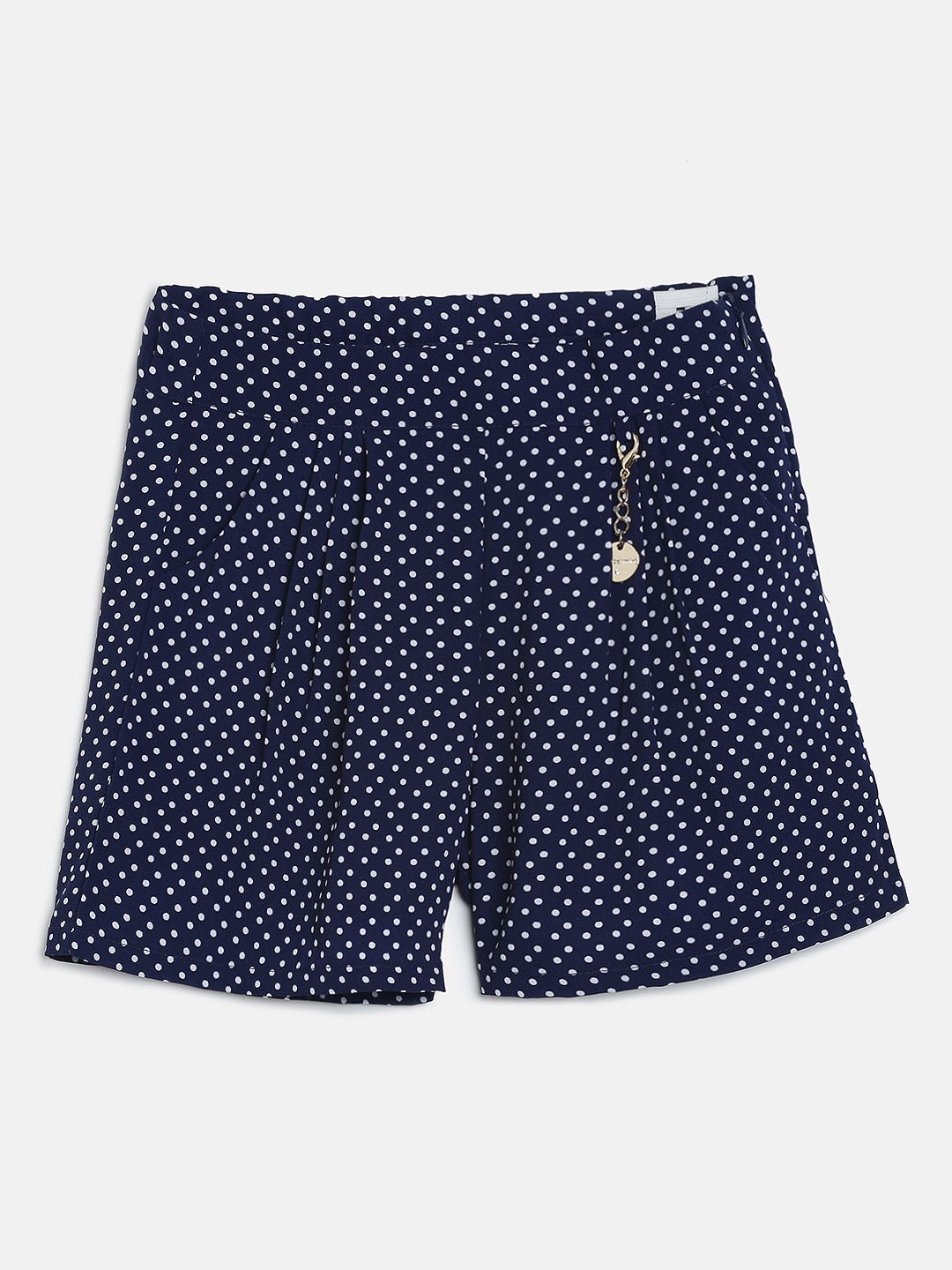 

Peppermint Girls Navy Blue & White Printed Regular Shorts