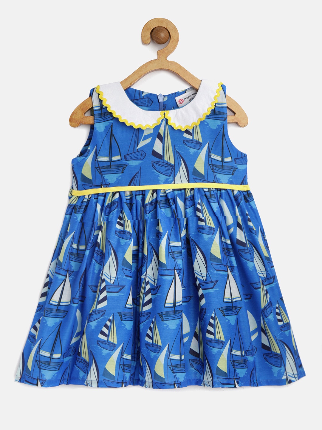 

Peppermint Girls Blue Yacht Printed Fit and Flare Dress
