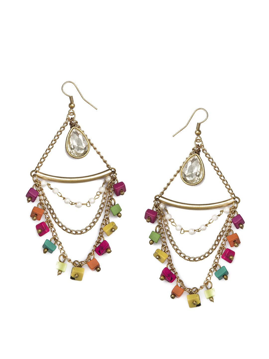 

Blueberry Multicoloured Drop Earrings, Gold