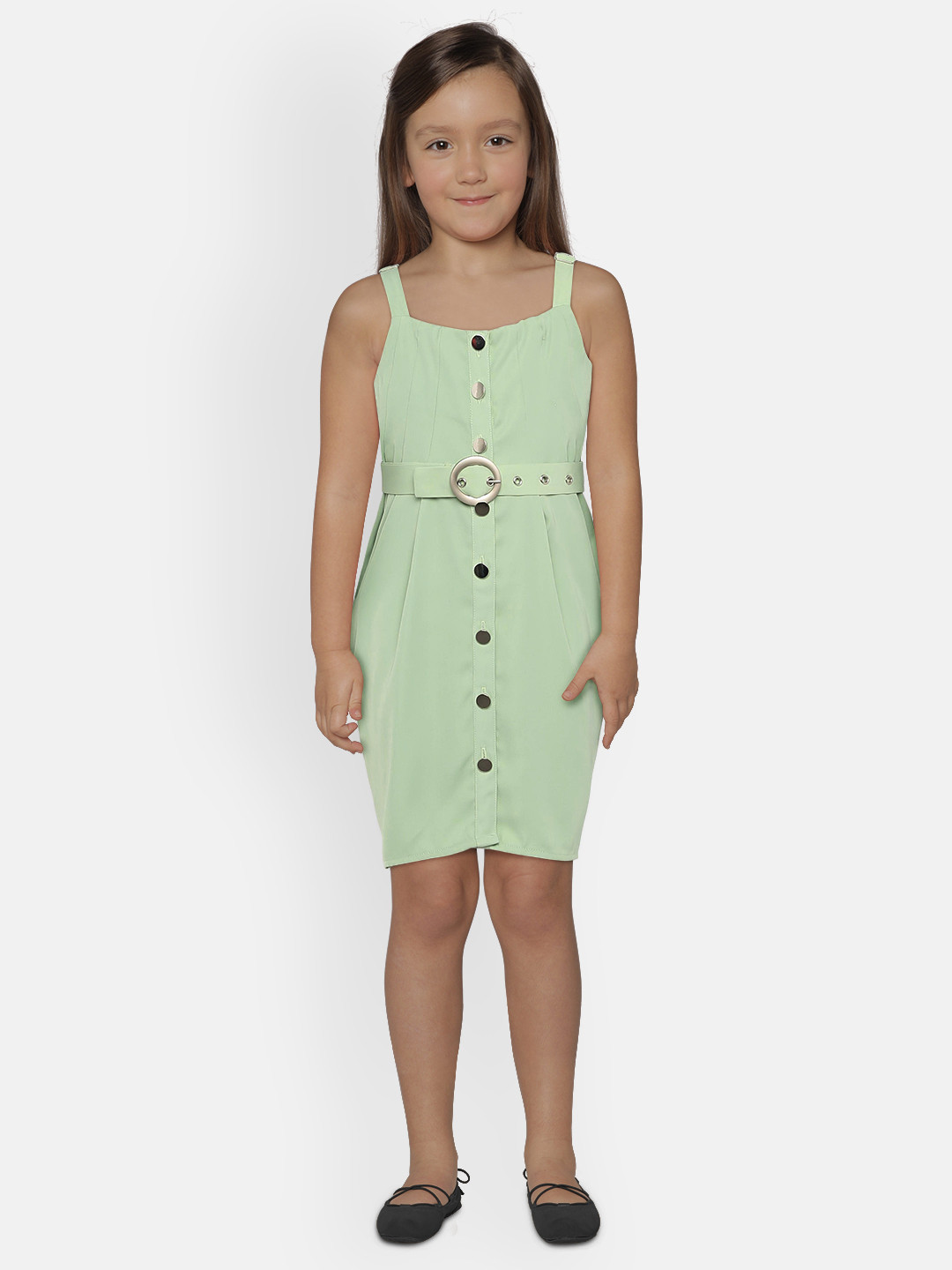

Peppermint Girls Green Solid Sheath Dress