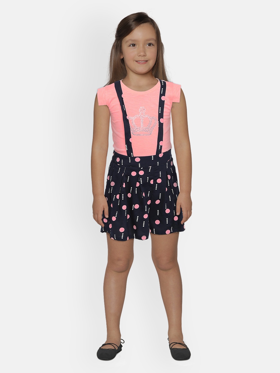 

Peppermint Girls Pink Printed T-shirt with Shorts