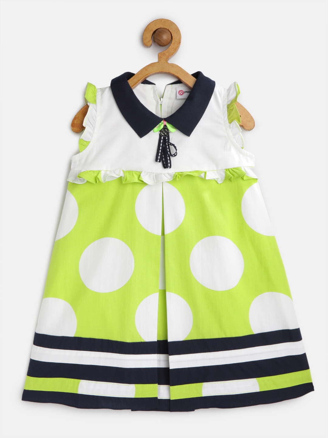 

Peppermint Girls Green & White Printed A-Line Dress